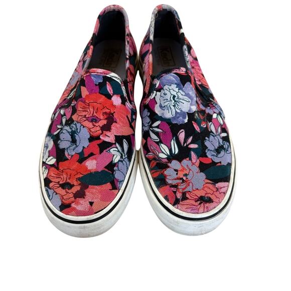 Keds Black and Pink Floral Slip-On Shoes Size 7 - Picture 2 of 4